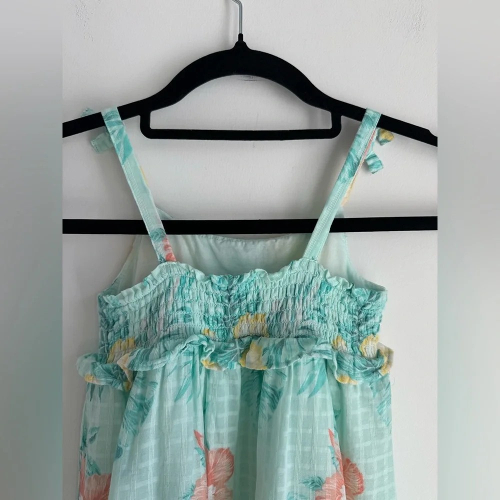Janie and Jack Aqua Floral Kids Dress Girl's Size 4Y‎